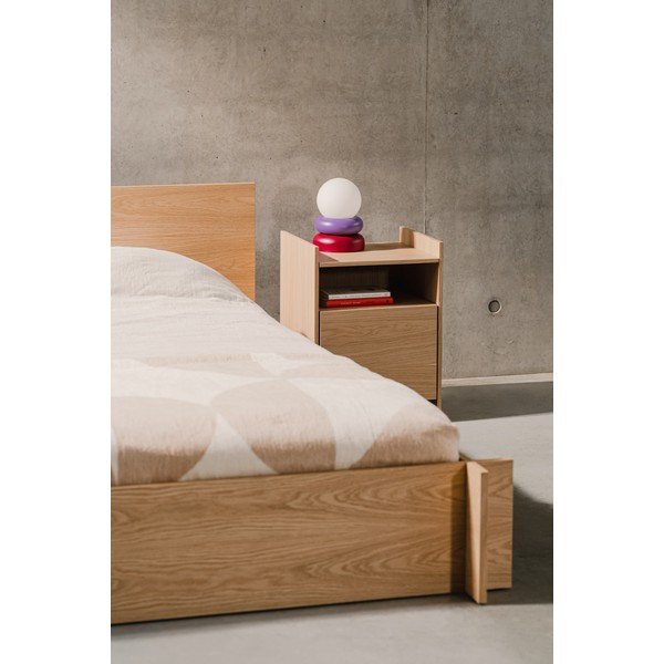 Veioză roșie/mov din lemn masiv cu abajur din sticlă (înălțime 24 cm) Otem – noo.ma-image-2