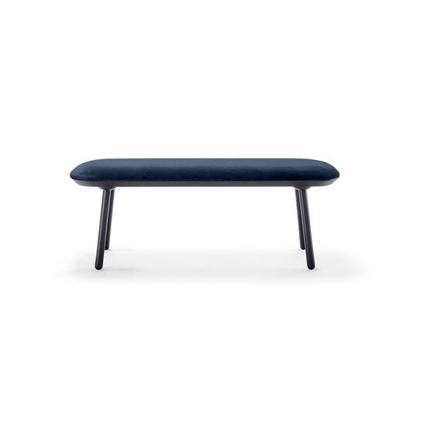 Bancă tapițată din catifea EMKO Naïve, 140 cm, albastru-negru-image-2
