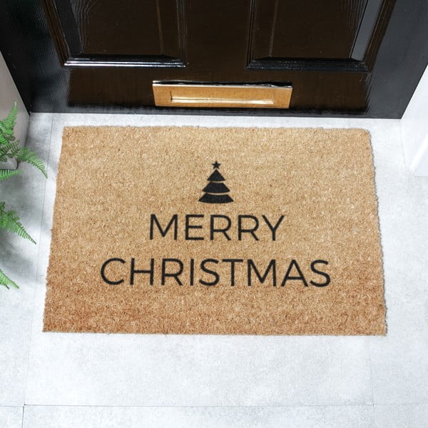 Covoraș de intrare din fibre de nucă de cocos 40x60 cm  cu model de Crăciun Merry Christmas – Artsy Doormats-image-3