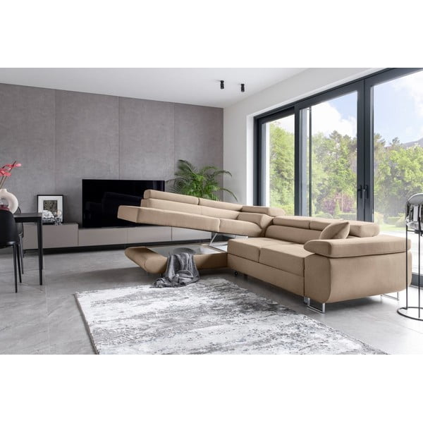 Colțar bej extensibil/cu spațiu de depozitare (cu colț pe partea stângă/în formă de ”L”) Anton – ELTAP-image-4