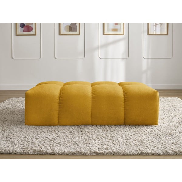 Taburet galben muștar cu tapițerie din chenille Everest – Bobochic Paris-image-3