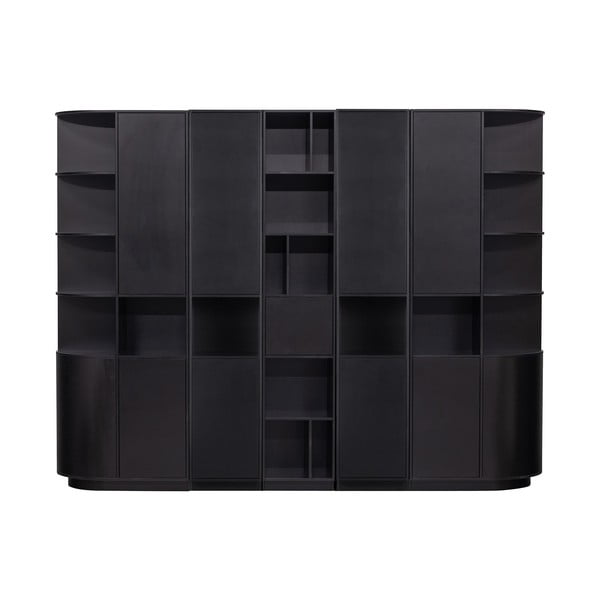 Bibliotecă modulară neagră din lemn masiv de pin 276x210 cm Finca – WOOOD