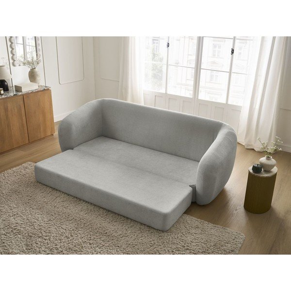 Canapea gri deschis extensibilă cu tapițerie din chenille 228 cm Neyo – Bobochic Paris-image-1