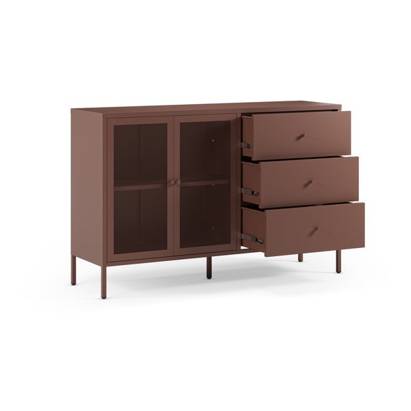 Comodă burgundy din metal 140x90x40 cm Fayna – Marckeric-image-1