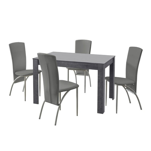 Set masă cu 4 scaune Støraa Lori Nevada Slate Light Grey, gri