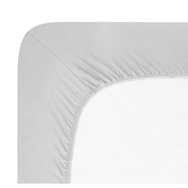 Cearceaf gri deschis din jerseu cu elastic 90x200 cm Boxspring – Andrea Simone-image-1