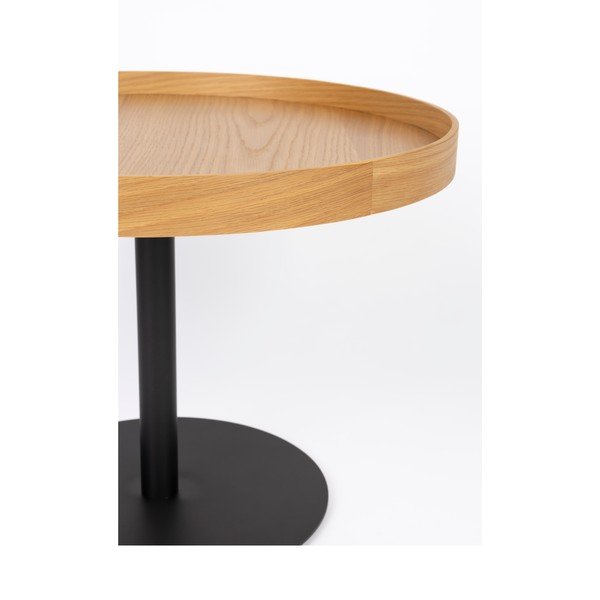 Măsuță de cafea în culoare naturală rotundă cu blat cu aspect de lemn de stejar ø 56 cm Yuri M – White Label-image-2