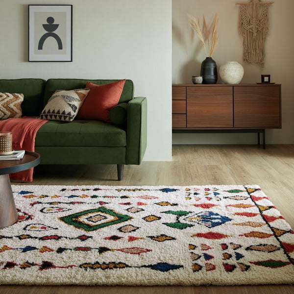 Covor crem țesut manual din lână 120x170 cm Moroccan Fes – Flair Rugs-image-1