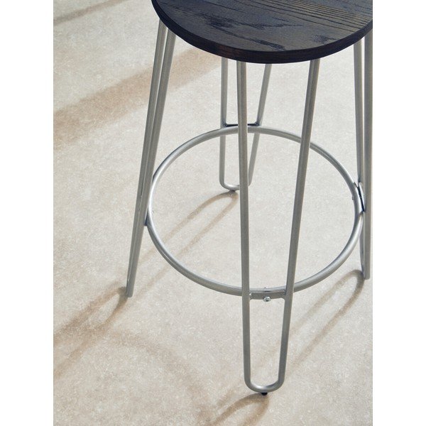 Scaun de bar argintiu/în culoare naturală din lemn de ulm (înălțime șezut 75 cm) District – Premier Housewares-image-3