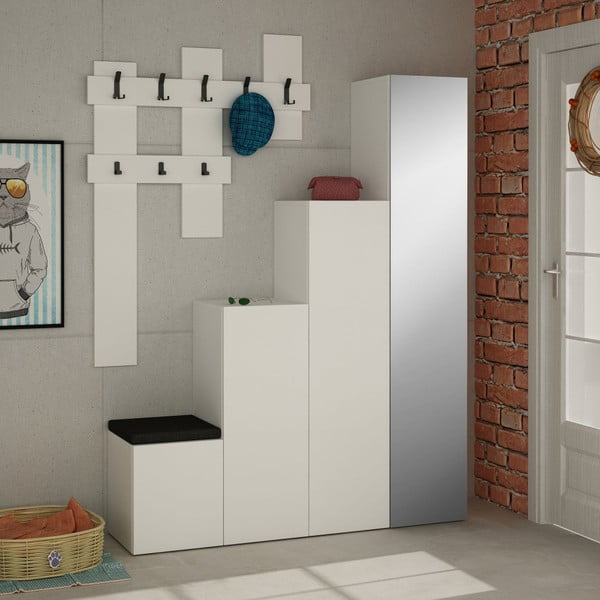 Set dulap și cuier de perete Homitis Up, alb-image-3