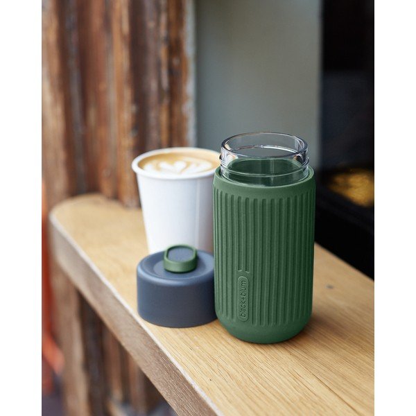 Cană de voiaj verde din sticlă 340 ml – Black + Blum-image-1
