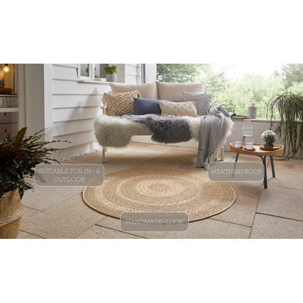 Covor adecvat interior/exterior NORTHRUGS Almendro, Ø 160 cm, bej-image-4