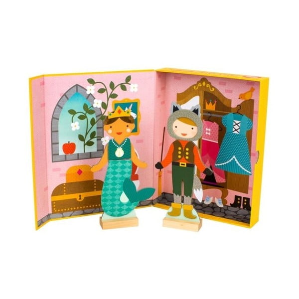 Set 2 păpuși cu îmbrăcăminte magnetică Petit collage Fairy Tales