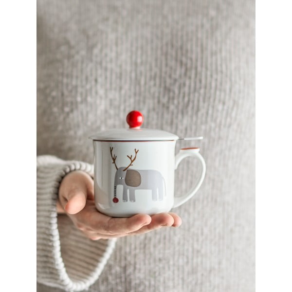 Cană crem cu filtru din gresie 300 ml  cu model de Crăciun Valentin – Bloomingville-image-2