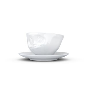 Ceașcă din porțelan cu farfurie, sclifosit, 58products, alb