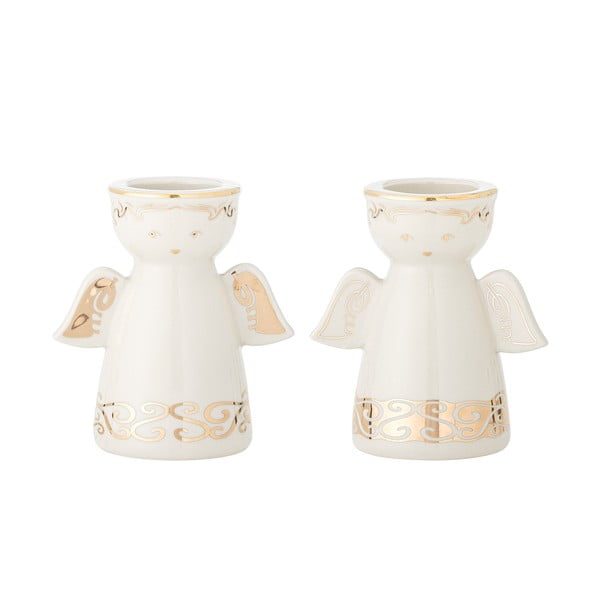 Sfeșnice pentru lumânări pastilă 2 buc. din gresie Faella – Bloomingville