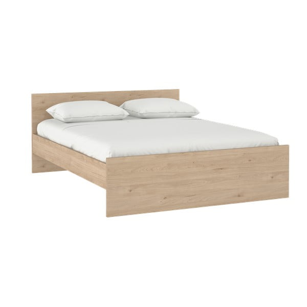 Pat matrimonial în culoare naturală cu aspect de lemn de stejar fără somieră 180x200 cm Naia – Tvilum