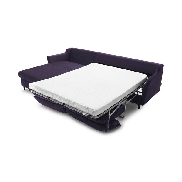Canapea extensibilă cu șezlong pe partea stângă și husă din catifea Bobochic Paris Loft, violet închis-image-3