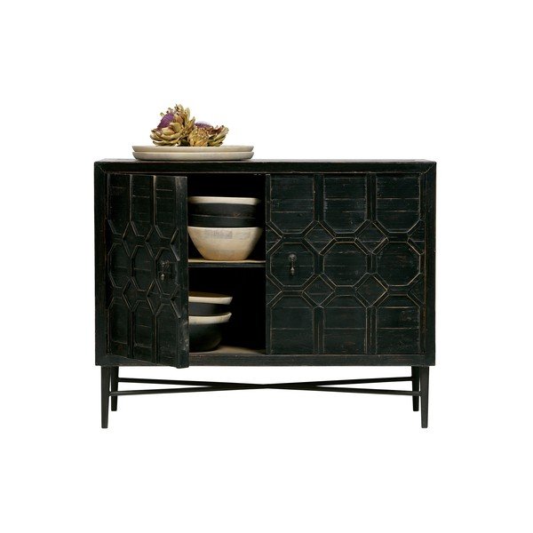 Comodă din lemn de pin BePureHome, negru-image-3