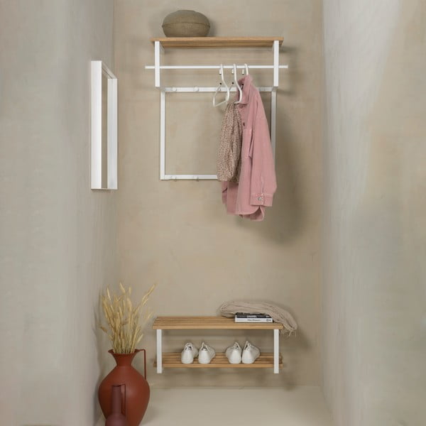 Cuier de perete alb/în culoare naturală cu raft din metal 76 cm Rizzoli – Spinder Design-image-1