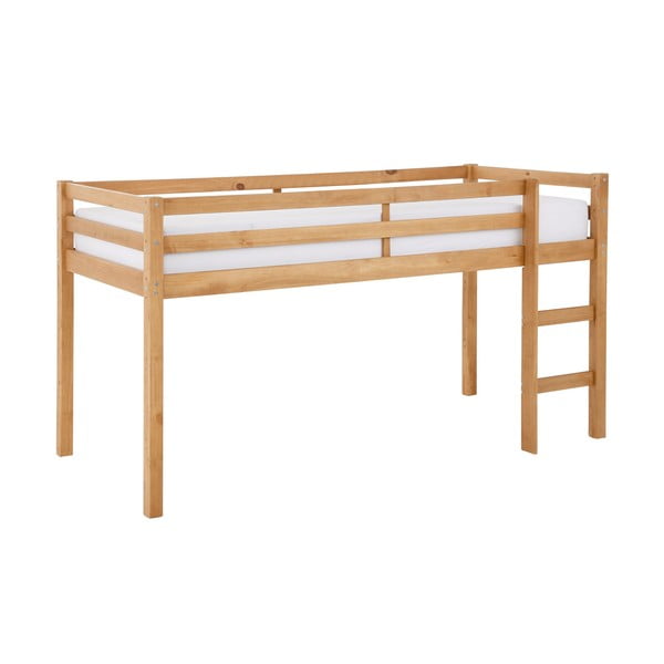 Pat pentru copii  în culoare naturală înalt din lemn de pin 90x200 cm Alpi – Støraa