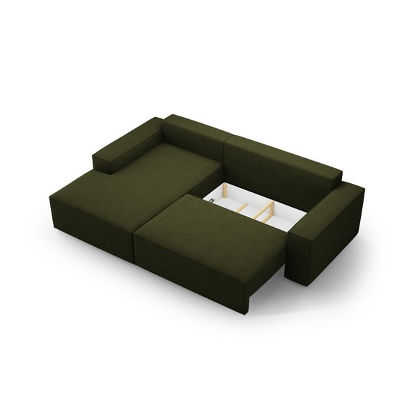 Colțar verde închis extensibil cu tapițerie din țesătură bouclé (cu colț pe partea stângă ) Jodie – Micadoni Home-image-4