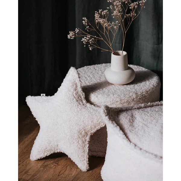 Pernă decorativă pentru copii crem cu tapițerie din țesătură bouclé Star – Wigiwama-image-3