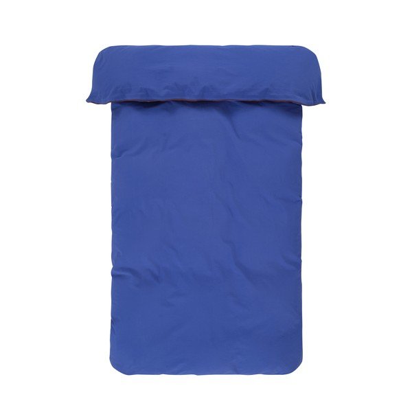 Lenjerie de pat albastră/maro din bumbac percal pentru pat dublu/extinsă 200x220 cm Pivot – Jotex-image-2