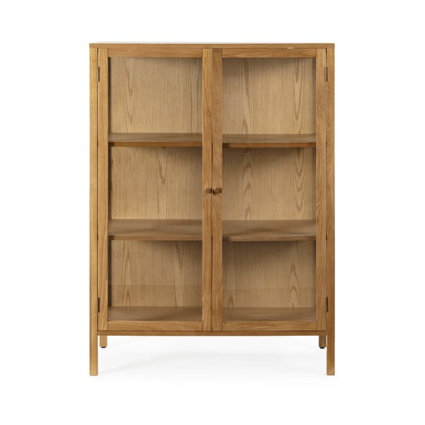 Vitrină în culoare naturală cu aspect de lemn de stejar 90x126x40 cm Ceci – MOME