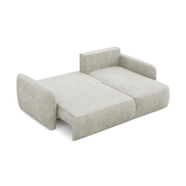 Colțar crem extensibil/cu spațiu de depozitare cu tapițerie din chenille (cu colț pe partea dreaptă/cu șezlong) Lilo – Makamii-image-4