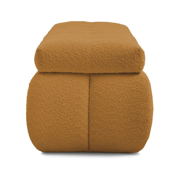 Bancă galben-muștar cu tapițerie din țesătură bouclé Mont Blanc – Bobochic Paris-image-3