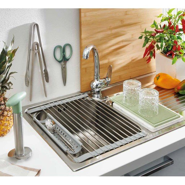 Scurgător de vase verde salvie din silicon 30x15 cm – Brandani-image-1