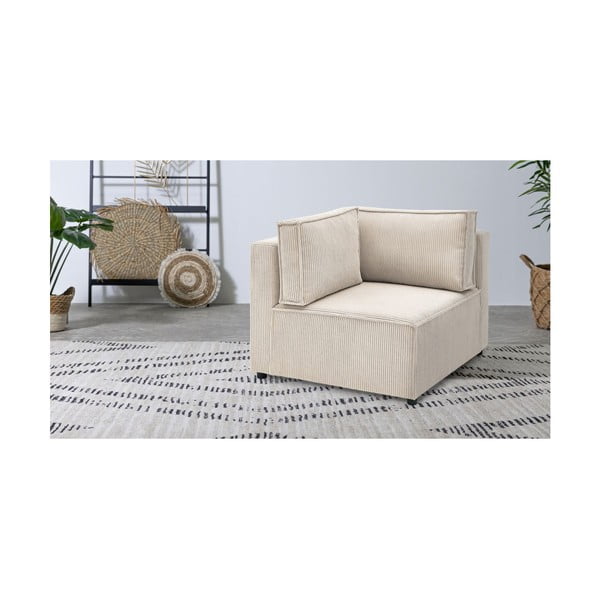 Modul pentru canapea crem cu tapițerie din catifea reiată  (cu colț variabil) Nihad modular – Bobochic Paris-image-1