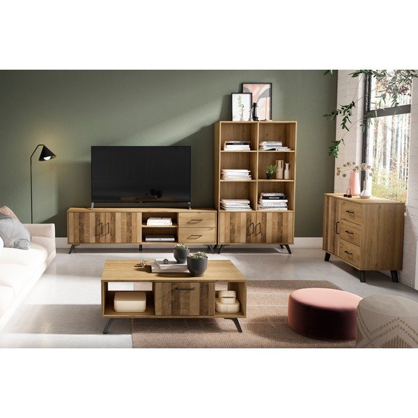 Măsuță de cafea în culoare naturală cu aspect de lemn de stejar 60x100 cm Nordic – Marckeric-image-1