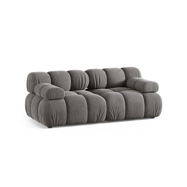 Canapea modulară gri deschis cu tapițerie din catifea 188 cm – Micadoni -image-1