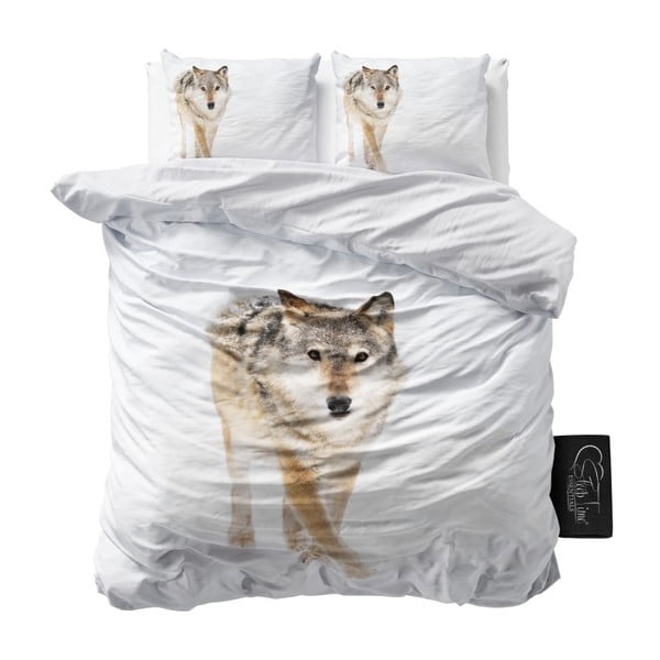 Lenjerie din micropercal Sleeptime Snow Wolf, 240 x 220 cm