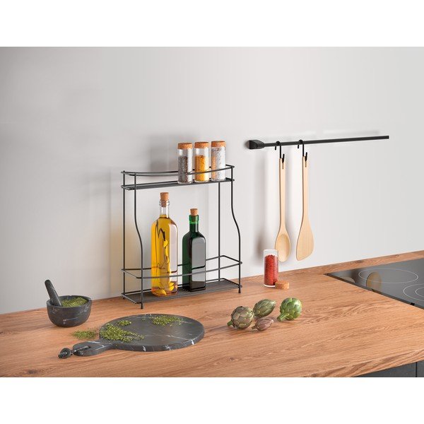 Raft suplimentar cu două polițe pentru bucătărie Metaltex Balsamico Lava, negru-image-1