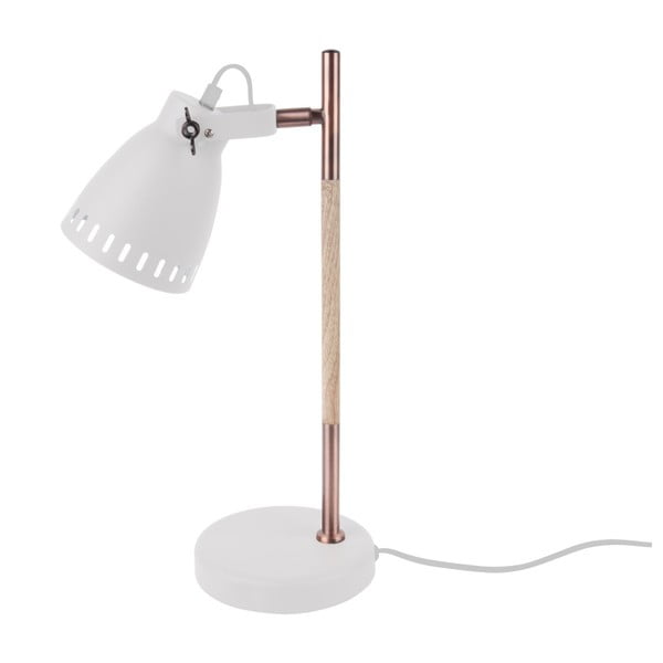 Lampă de birou, cu detalii din lemn, Leitmotiv Mingle, alb