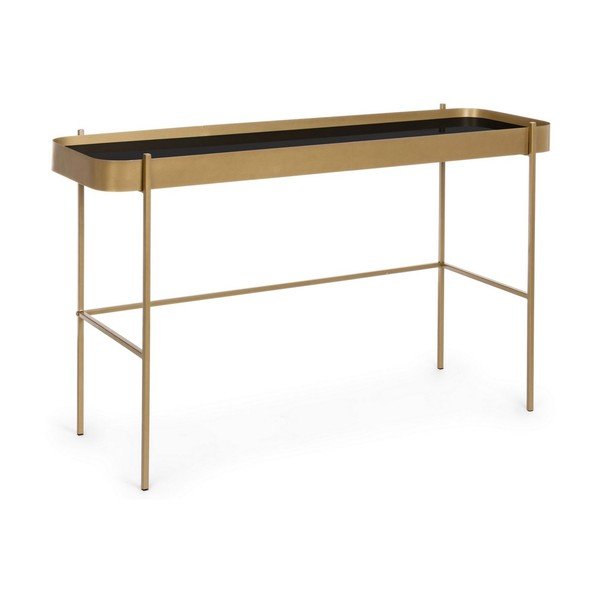 Masă consolă aurie cu blat din sticlă 43x120,5 cm Rashida – Bizzotto