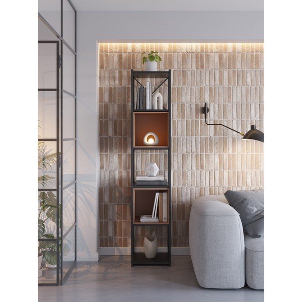 Bibliotecă neagră/cărămizie 36x179 cm Anya – Marckeric-image-1