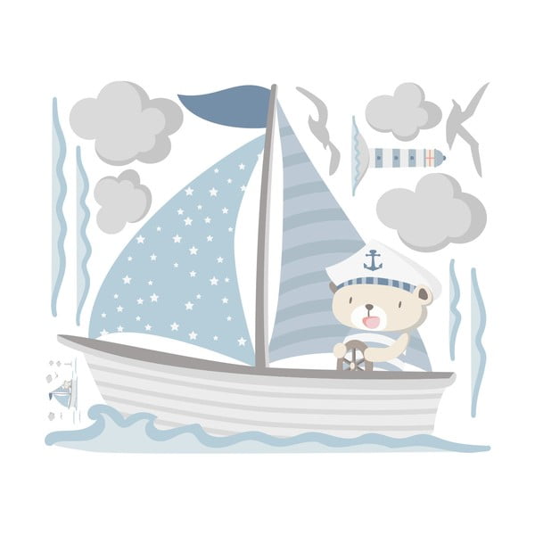 Autocolante de perete pentru camera copiilor Ambiance Captain Teddy, albastru-image-3