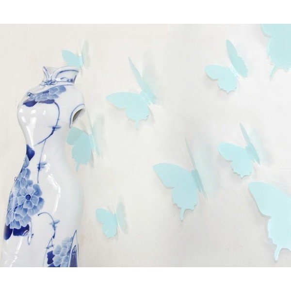 Set 12 autocolante 3D Ambiance Butterflies, turcoaz-image-1