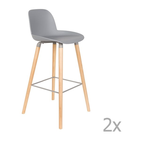 Set 2 scaune bar Zuiver Albert Kuip, înălțime scaun 75 cm, gri deschis