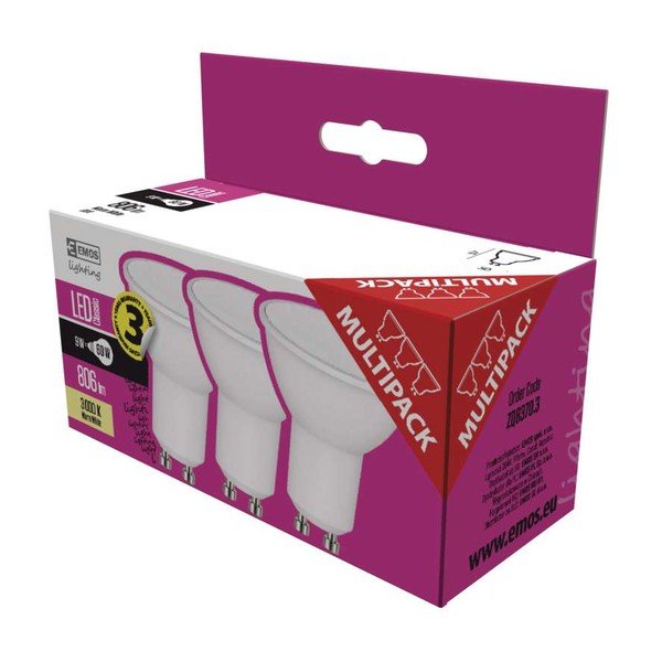 Set 3 becuri cu LED EMOS Classic MR16 Warm White, 8,4W GU10-image-1
