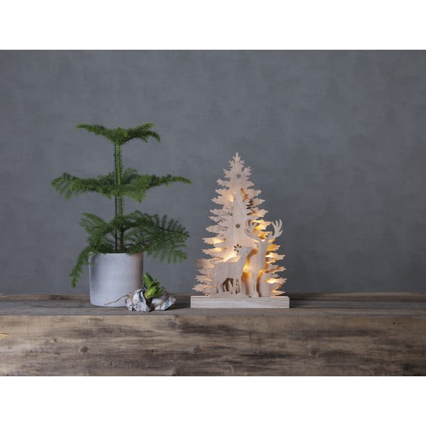 Decorațiune din lemn cu LED pentru Crăciun Star Trading Fauna, înălțime 28 cm
