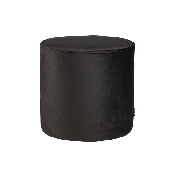 Puf din catifea WOOOD Sara, ⌀ 46 cm, negru