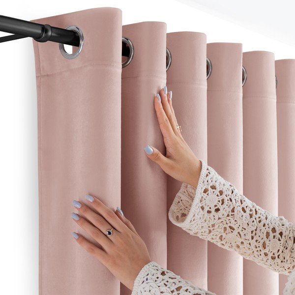 Draperie roz-deschis dimout (semi-opacă) din catifea 265x175 cm Velto – Filumi-image-4