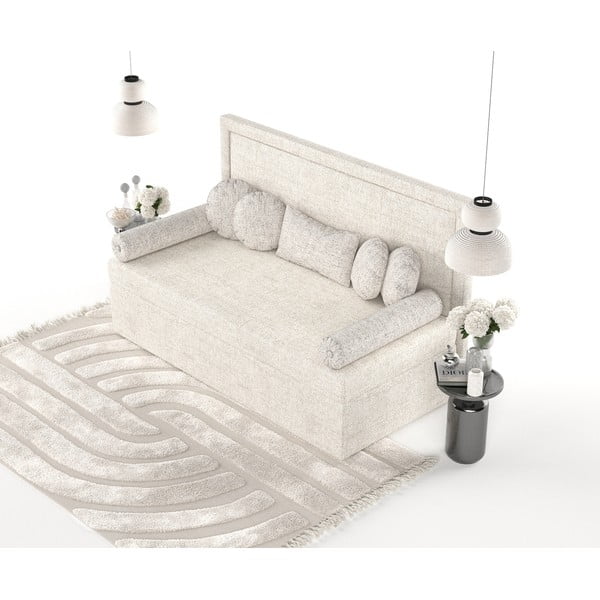 Pat crem tapițat 100x200 cm Scala – Maison de Rêve-image-3