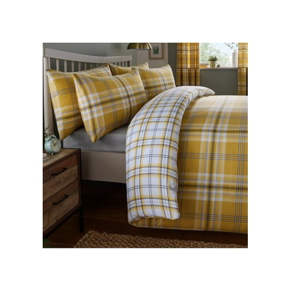 Lenjerie de pat Catherine Lansfield Lausanne, 200 x 200 cm, galben-image-1