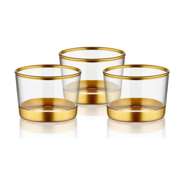 Set 3 boluri din sticlă pentru servire The Mia Glam, auriu